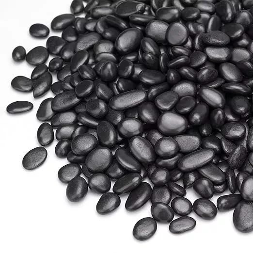 10 lbs Black Pebbles for Indoor Plants, Succulent, Bamboo, Vase, 3/8" Plant Rocks for Pots Indoor, Small River Rocks Decorative Pea Gravel, Highly Polished