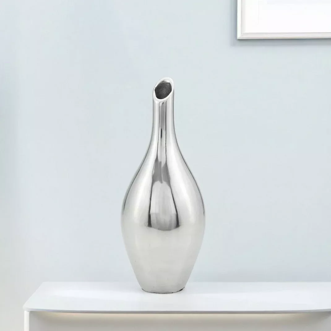 16" Silver Bud Aluminum Table Vase