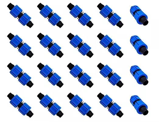 20pcs Drip Irrigation Coupling, Blue Connector Farm Irrigation Tools, Universal Joint Drip Irrigation Tube Fitting Set (5/8 Inch)