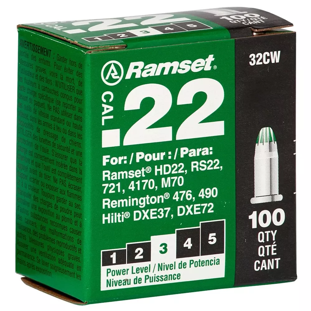 .22 Caliber Green Powder Load 100-pack, Level 3, Compatible With Multiple Tools