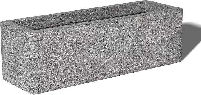 24 Inch Rectangular Concrete Planter,Durable All-Weather Use with Drainage Holes,Large Rectangular Planter for Outdoor Indoor Plants