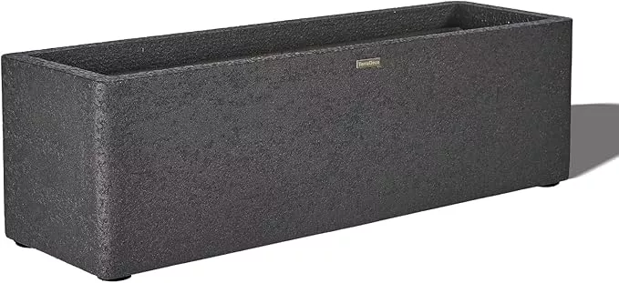 31 Inch Rectangular Concrete Planter,Durable All-Weather Use with Drainage Holes,Large Rectangular Planter for Outdoor Indoor Plants