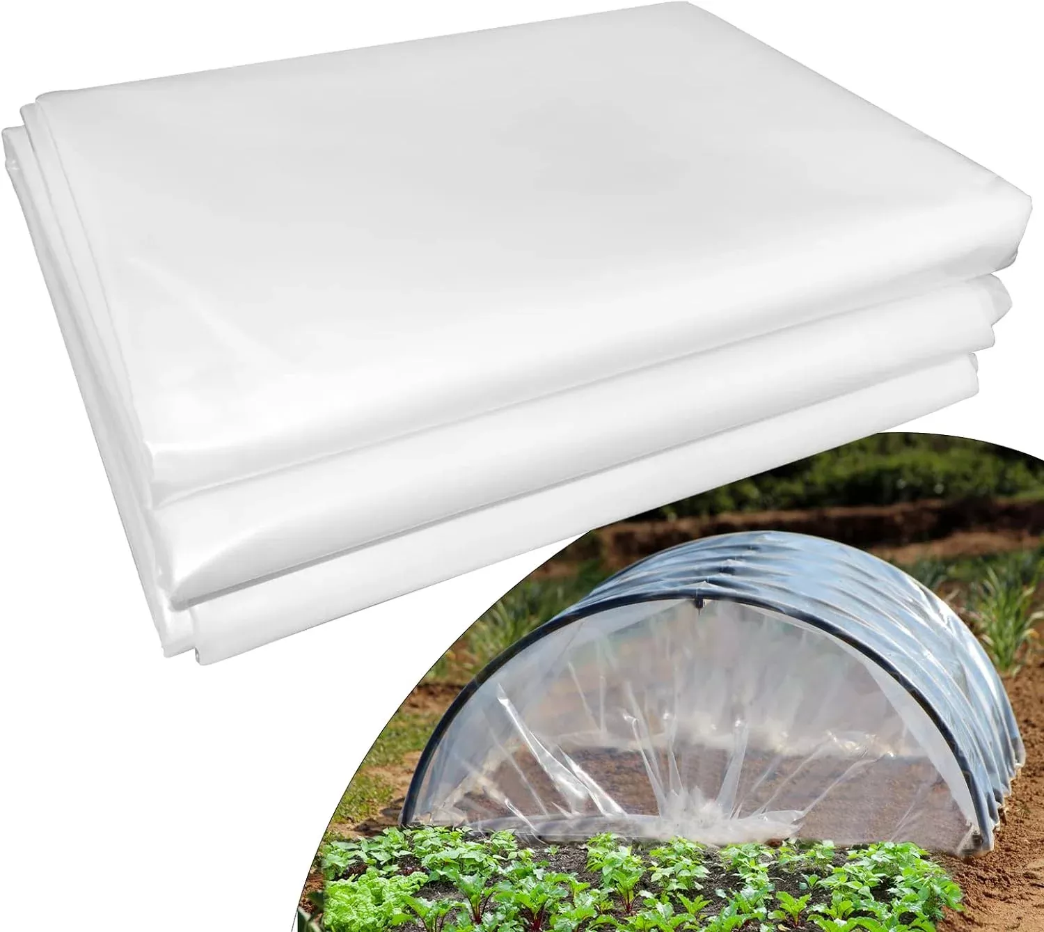 6 mil Greenhouse Plastic Film Sheeting Cover 8 x 26 Ft UV Resistant Clear Polyethylene Film Green House Hoop Farm Plastic Cover for Gardening, Farming, Agriculture