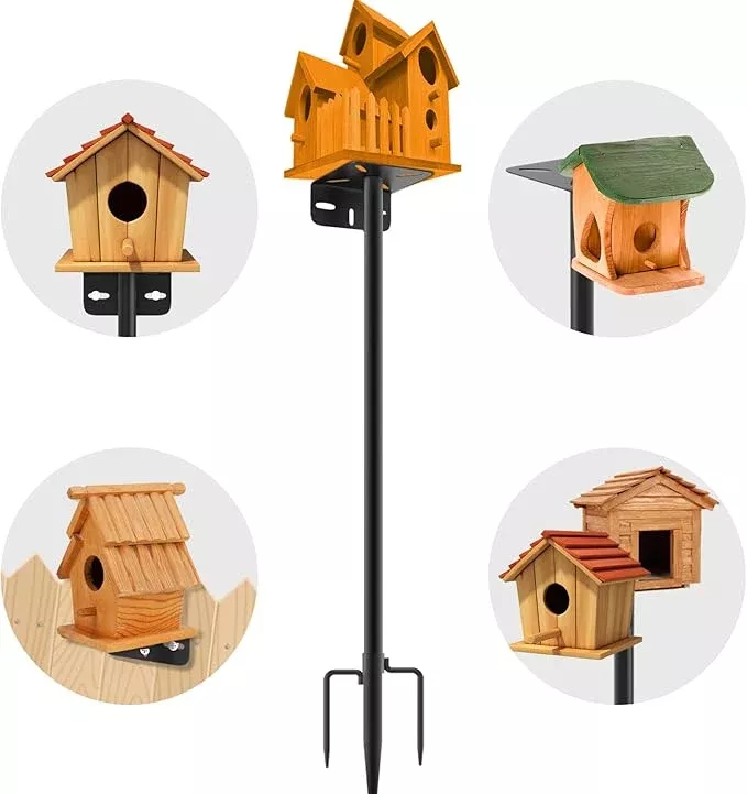80 Inch Adjustable Bird Feeder Pole,Bird House Pole Suitable for Feeders & Birdhouse,Weather Station,Heavy-Duty Rustproof Design,Enhance Outdoor Decor & Birdwatching Experience
