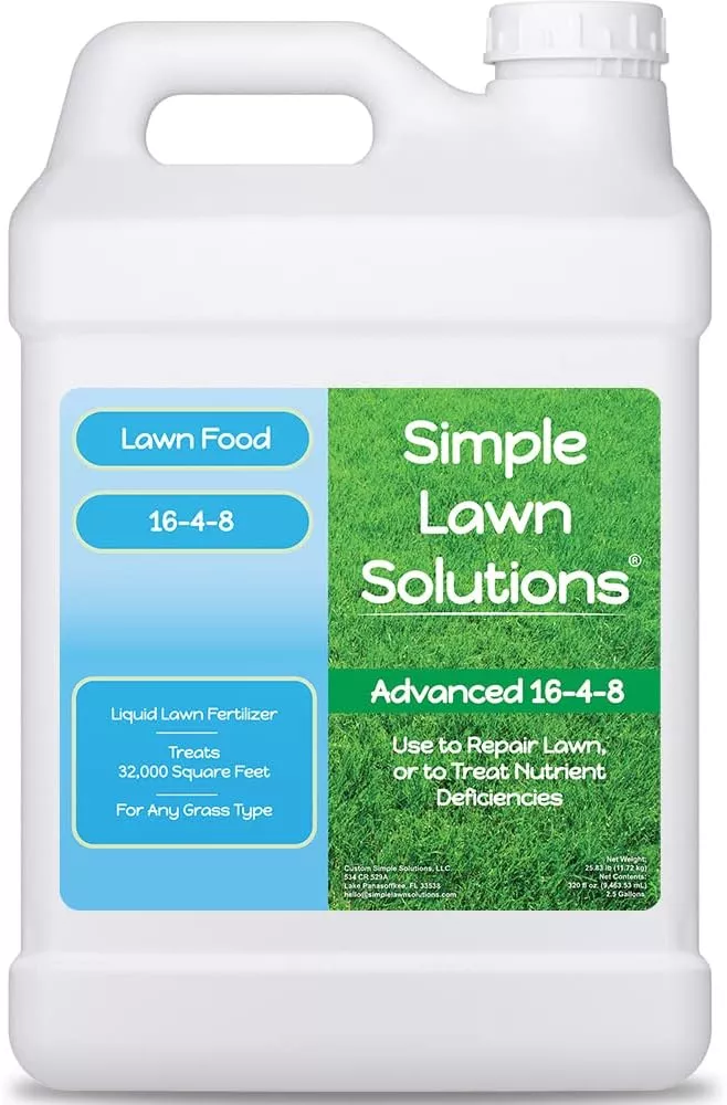 Advanced 16-4-8 Lawn Fertilizer - Liquid Lawn Food Spring & Summer Concentrated Spray - Any Grass Type- Fish and Seaweed Kelp- Balanced NPK - Simple Lawn Solutions (1 Quart)