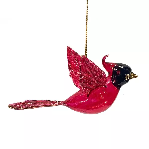 Blown Glass Cardinal with Gold Accents - Ornament