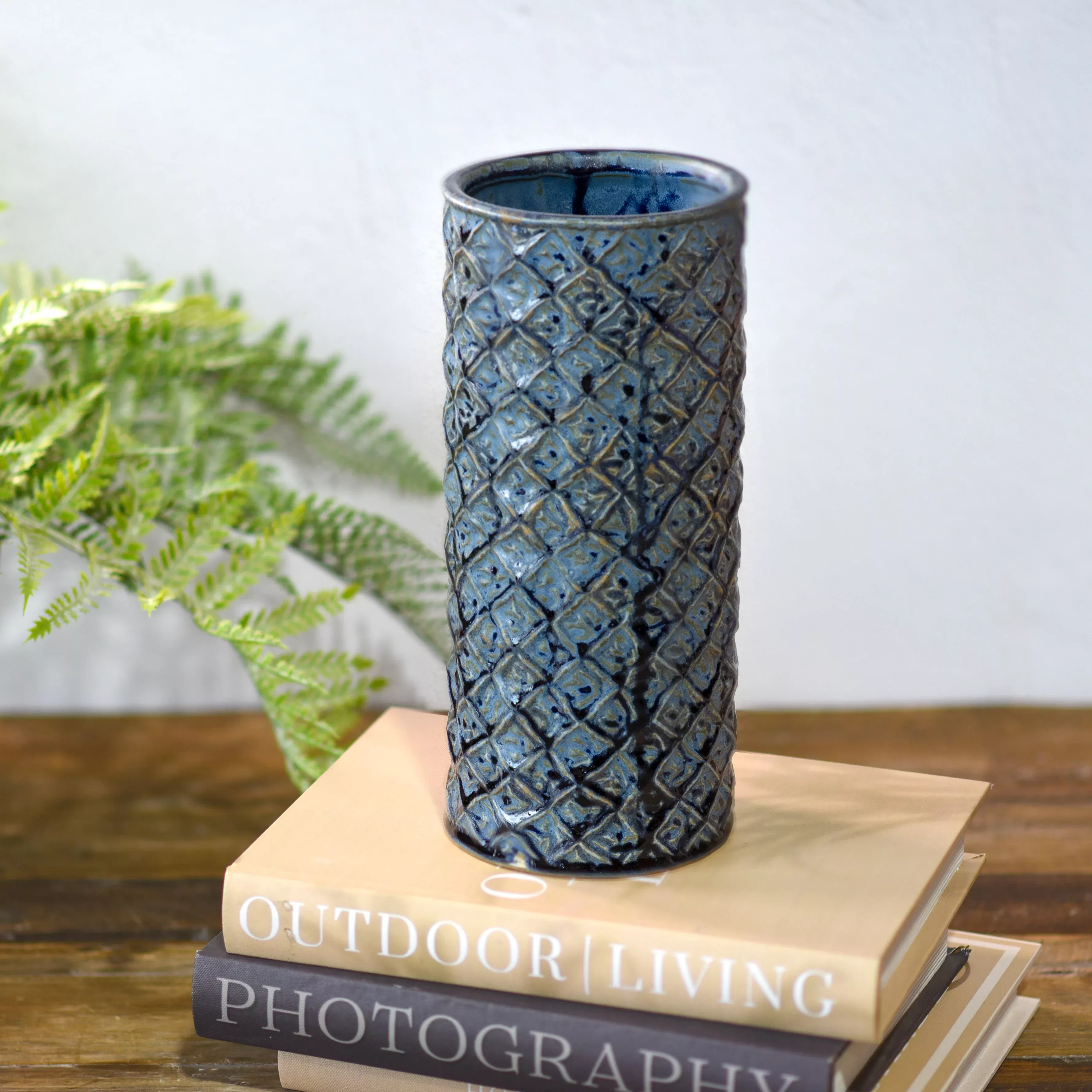 Blue Ceramic Diamond Pattern Vase | 2 Sizes
