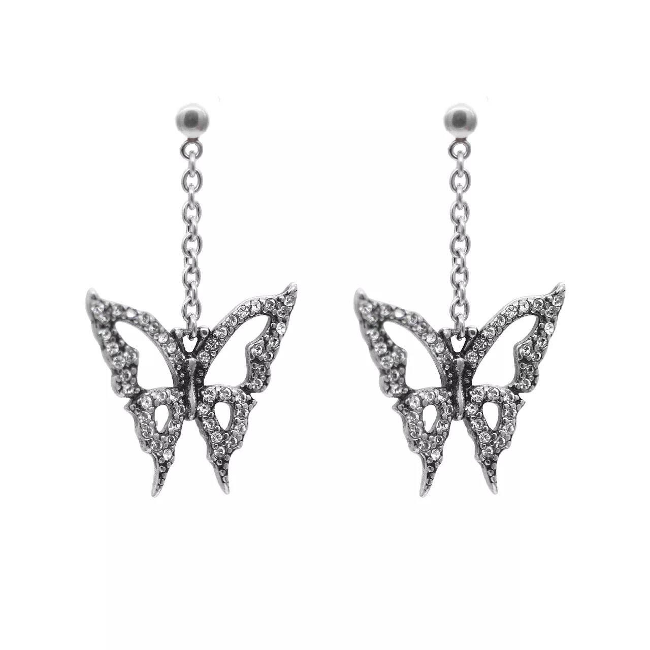 Butterfly Drop Earrings Sterling Silver Plated Dangle