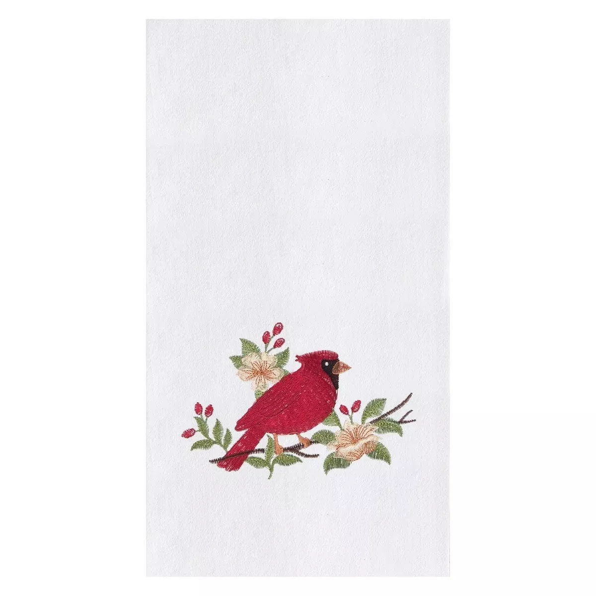 Cardinal Blossom - Embroidered Kitchen Towel