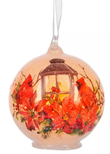 Cardinal Frost LED Glow Ornament - Lantern
