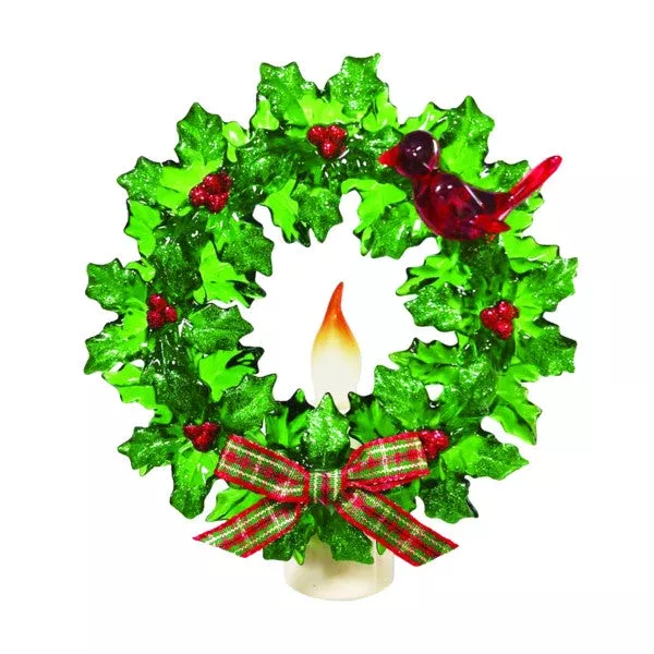 Cardinal on a Wreath Acrylic Nightlight