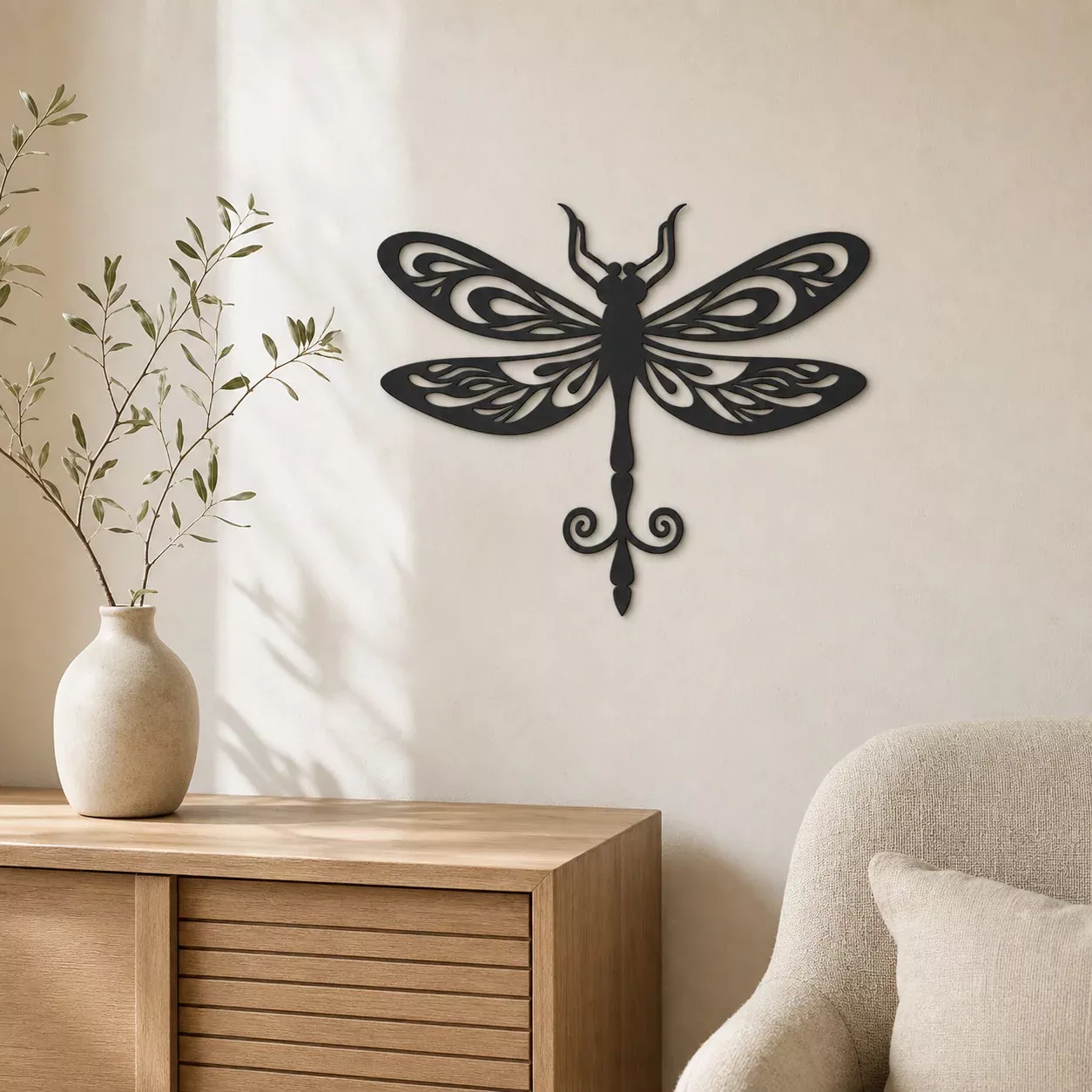 Dragonfly Wall Art — Boho Filigree Silhouette
