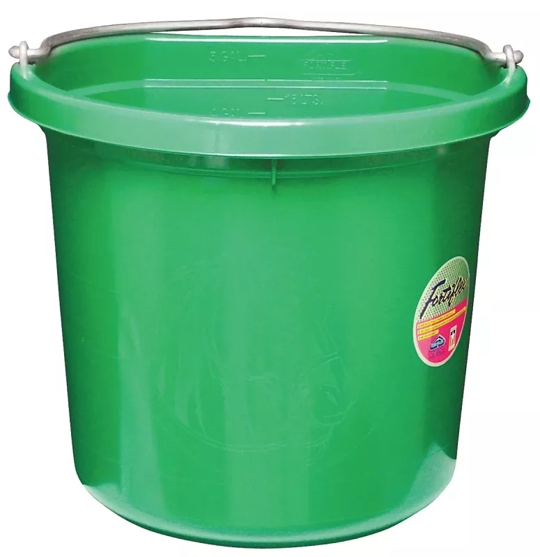 -fortiflex Fb-120gr Flat Back Bucket, 20 Quart Volume, Green Rubber/polyethylene
