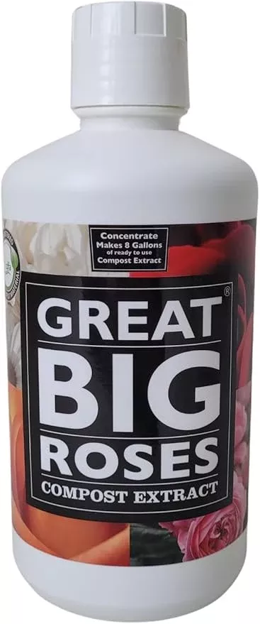 Great Big Roses – Soil and Rose Fertilizer Booster to Grow The Best Roses and Flowers; Rose Food Compost Extract for Rose Bush, 1 Gallon Concentrate (Makes 32 Gallons)