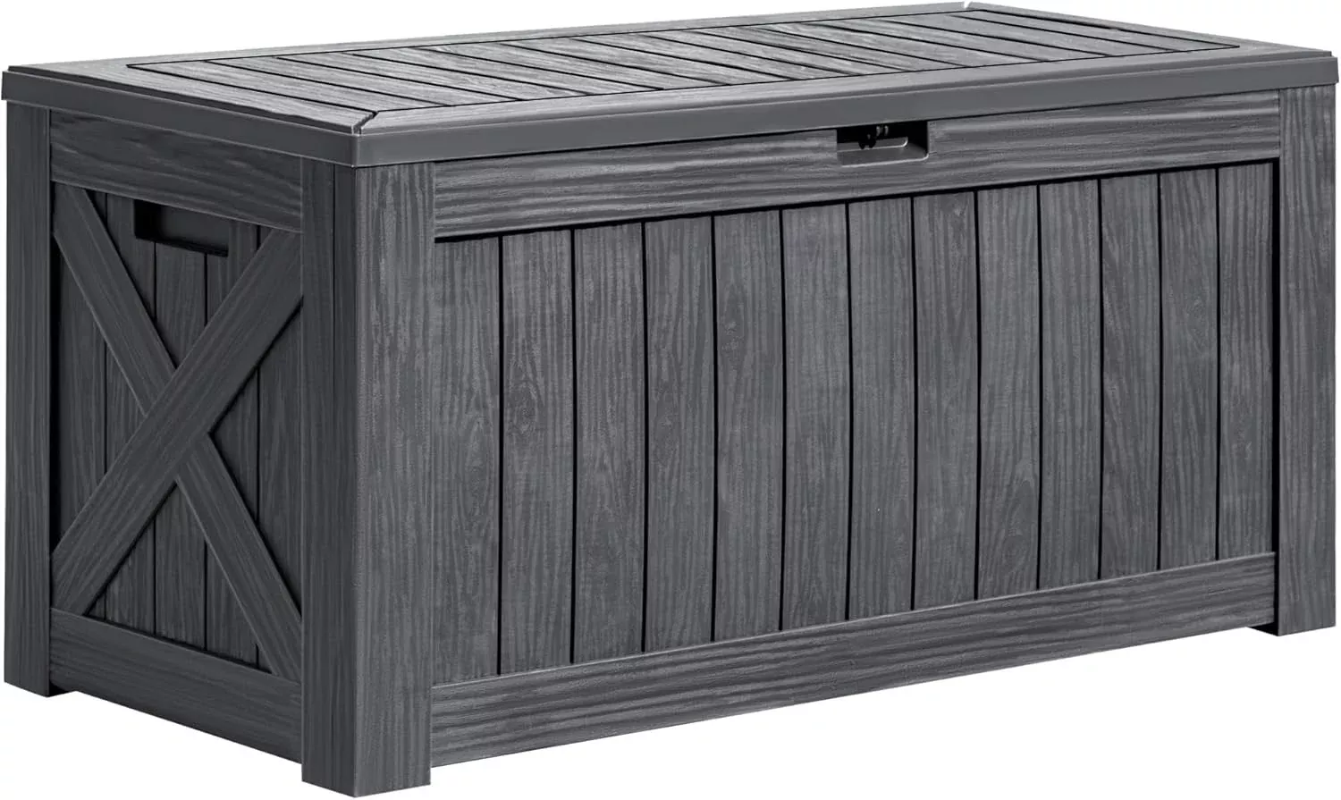 Greesum 120 Gallon Deck Box, Resin Outdoor Storage Container for Patio Furniture, Garden Tools, Pool Accessories, Weatherproof, Lockable, Coffee