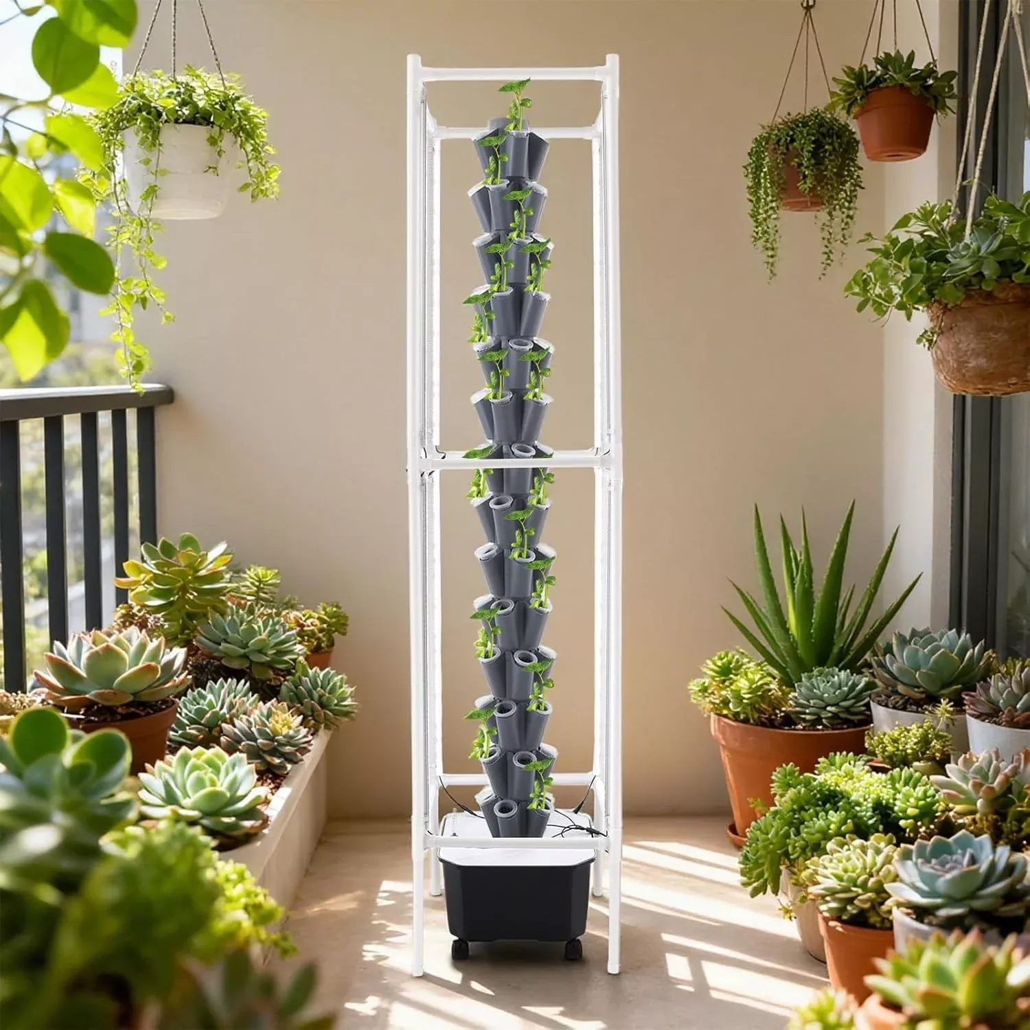 Hydroponic Growing Tower System Kit, 70-Plant Vertical Hydroponics Garden Tower with LED Grow Light, for Outdoor Indoor Herbs Fruits Vegetables Smart Garden Planter Kit
