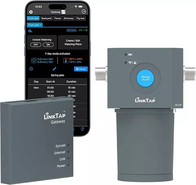 LinkTap ValveLinker & Gateway, Battery Powered Smart Sprinkler/Irrigation Controller, Automatic Rain Skip, Better Range Than WiFi, Compatible with LinkTap Wireless Water Timer, Alexa, IP66 (2-Zone)