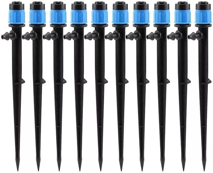 Lxcom Lighting 100 Pack Irrigation Drippers Drip Emitters Micro Spray Adjustable 360 Degree Full Circle Pattern Water Flow Irrigation Drippers Micro Bubbler Sprinkler Drip System Parts Drip Irrigation