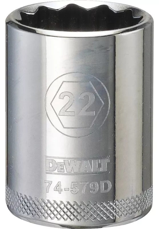 Metric Shallow Socket, 12-point, 1/2 In. Drive, 22mm