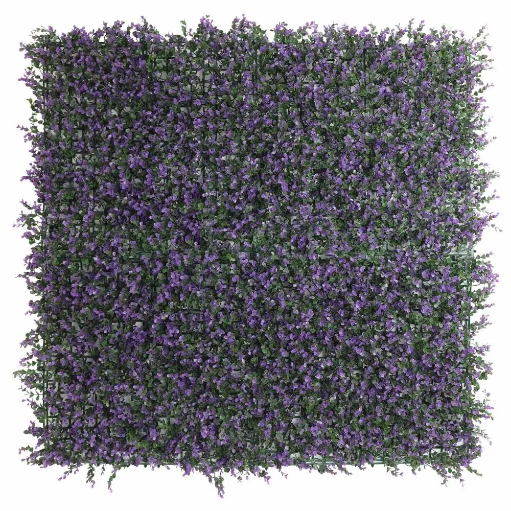 Purple Lavender Boxwood Artificial Vertical Garden Green Wall Panel 40×40in 11 SQ FT – UV Resistant – Commercial Grade