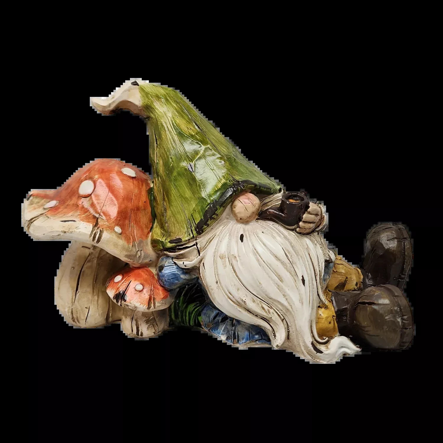Resting Garden Gnome - 8 Inch - Mushroom