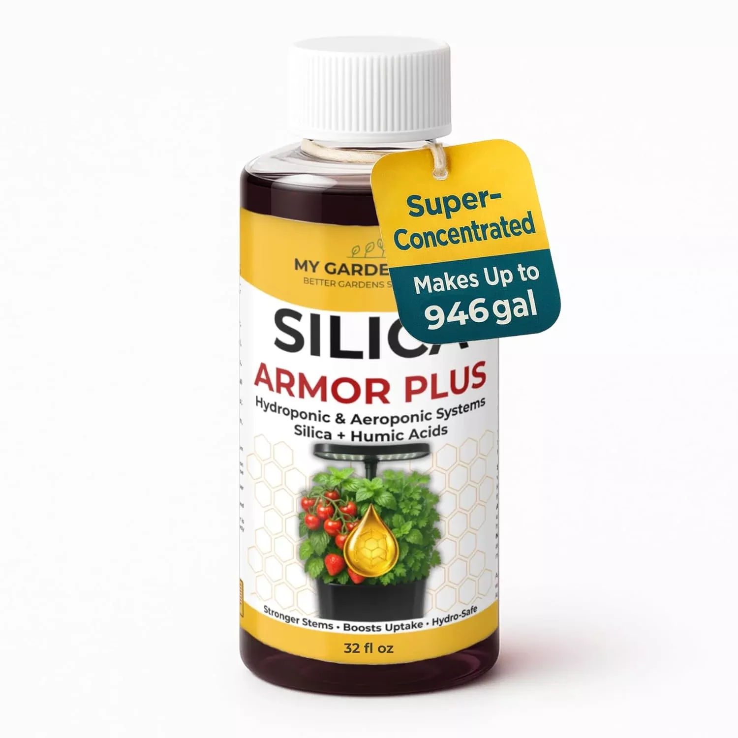 Silica for Plants with Humic Acid, Hydroponic & Aeroponic Fertilizer 0-0-4 – Stronger Stems, Boosts Uptake, Hydro-Safe Nutrients (8 OZ)