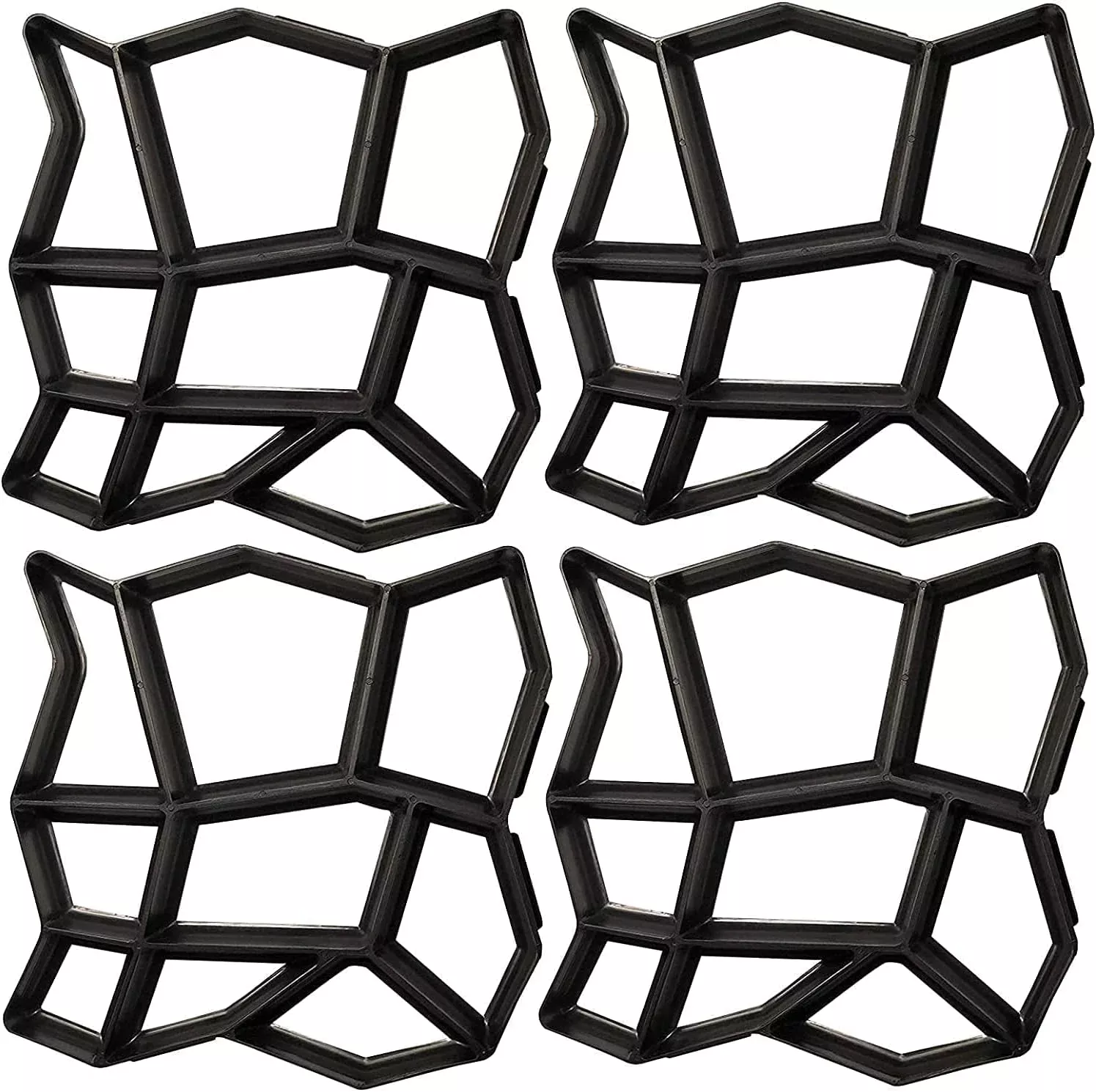 Walk Path Maker, Pathmate Stone Mold Paving Pavement Concrete Molds Stepping Stone Paver Walk Way Cement Molds for Patio, Lawn & Garden(4 Packs 13 x 13 x 1.4 inch)