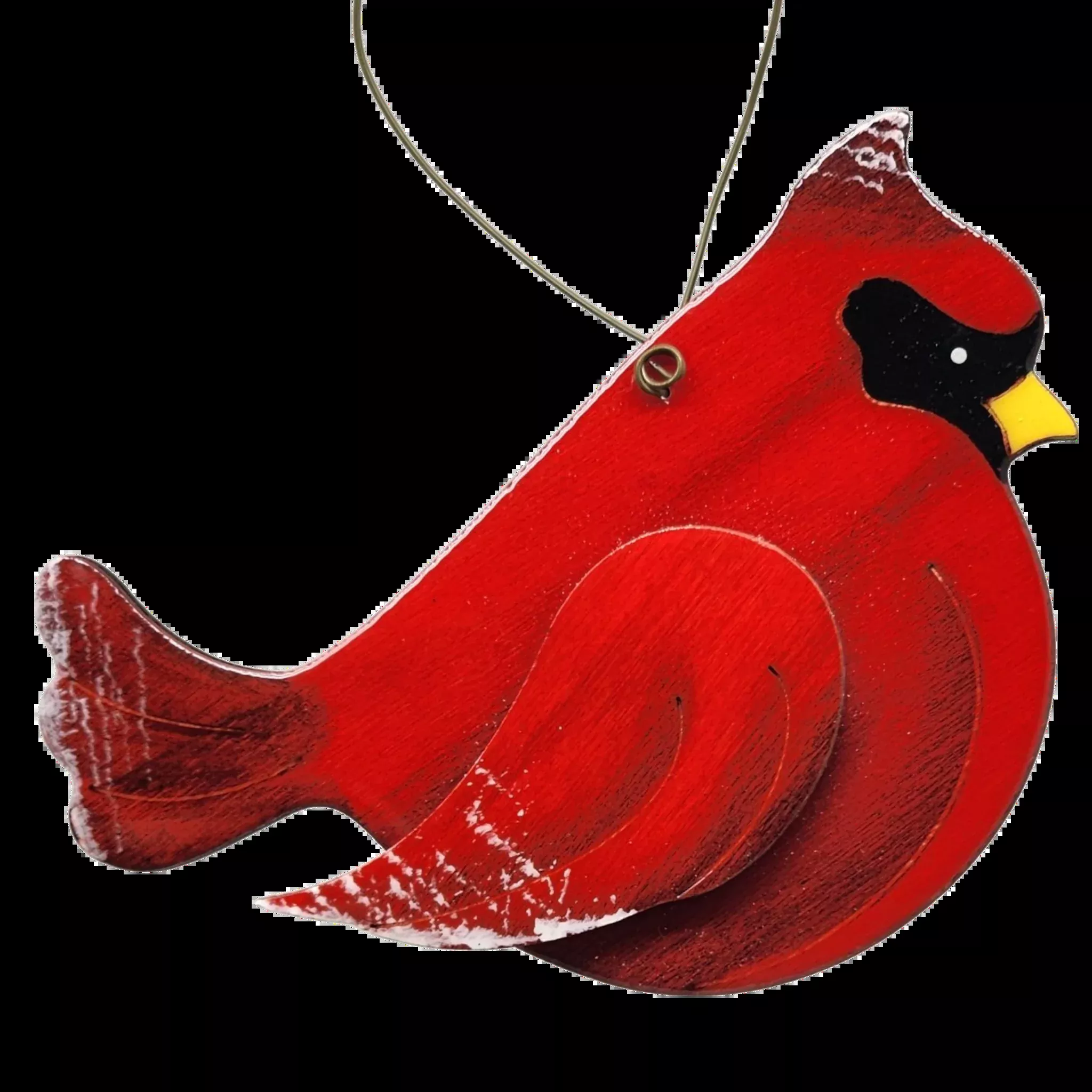 Wooden Cardinal Ornament - In flight Facing Right